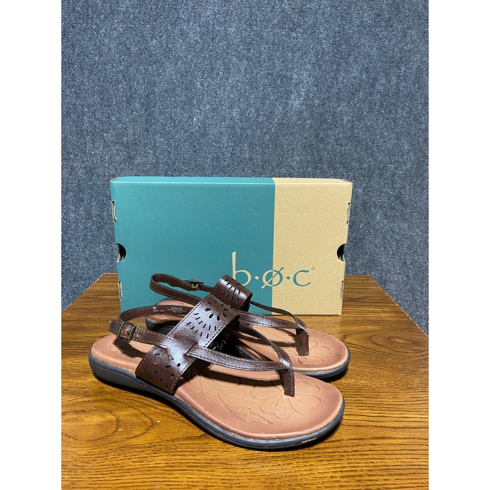 b.o.c. Born Concept Clearwater Dark Brown Floral Laser Cut Sandals Women's 9M - Picture 1 of 8